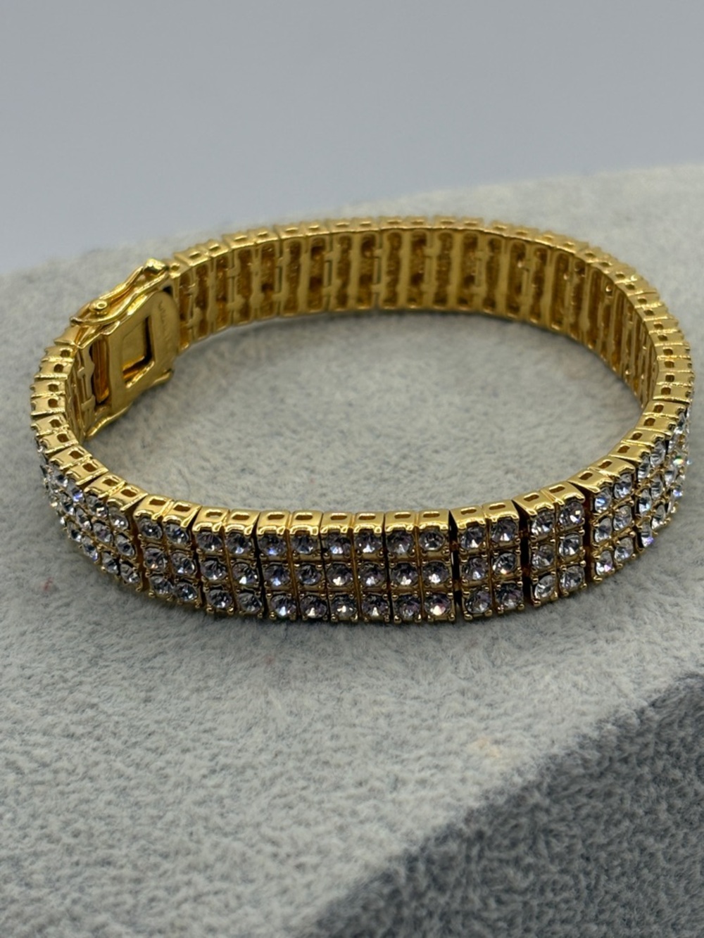 Gold Crystal 18kt GE Tennis Bracelet - Women Jewelry 8” - Picture 4 of 8